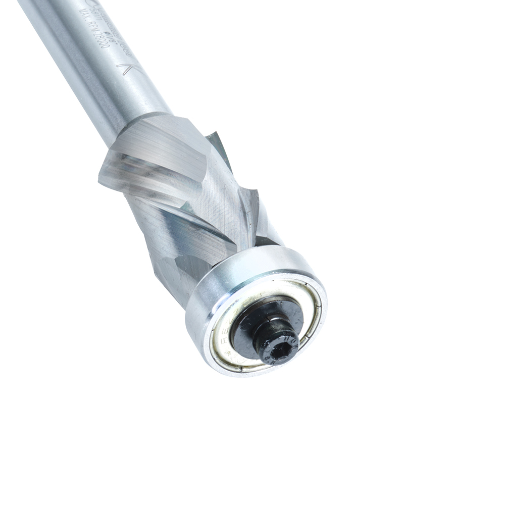 58171 Solid Carbide (Brazed To Steel Shank) Spiral Flush Trim Compression 7/8 Dia x 1-3/8 x 1/2 Inch Shank With Lower Ball Bearing