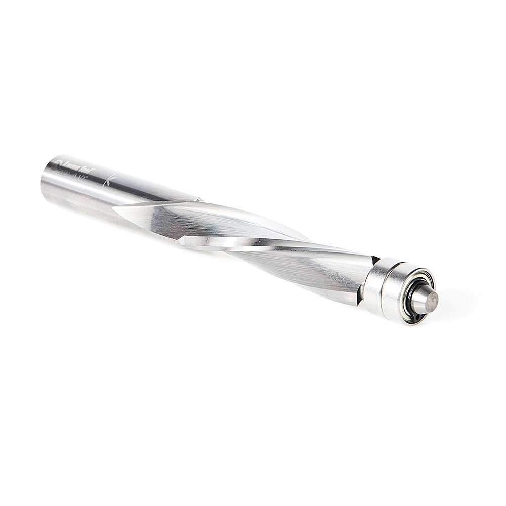 58222 Solid Carbide UltraTrim Spiral 3 Flute 1/2 Dia x 2 x 1/2 Inch Shank with Double Lower Ball Bearing Down-Cut