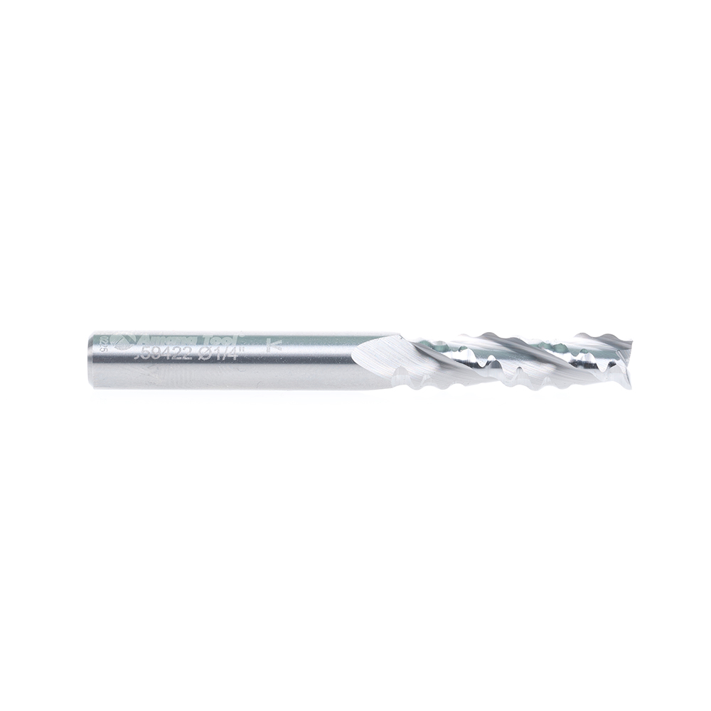 59422 CNC Solid Carbide High Helix Ripper 3 Flute Chipbreaker 1/4 Dia x 7/8 x 1/4 Inch Shank Up-Cut Router Bit