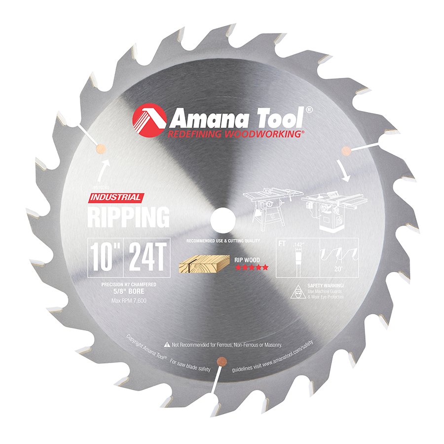 Amana AGE Carbide Tipped Ripping Standard 10" x 24T ATB Saw Blade 