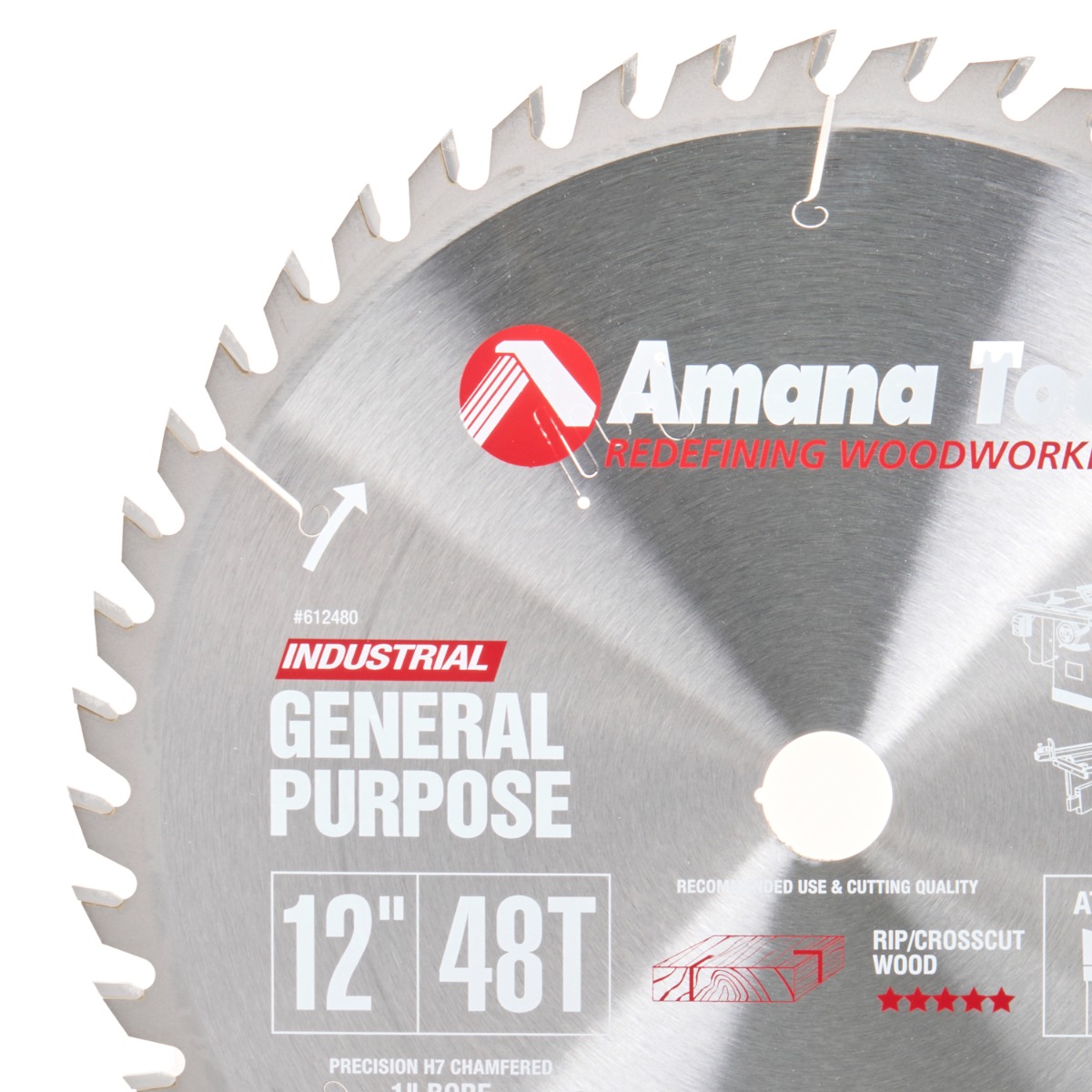 612480 Carbide Tipped General Purpose 12 Inch Dia x 48T ATB, 15 Deg, 1 inch Bore