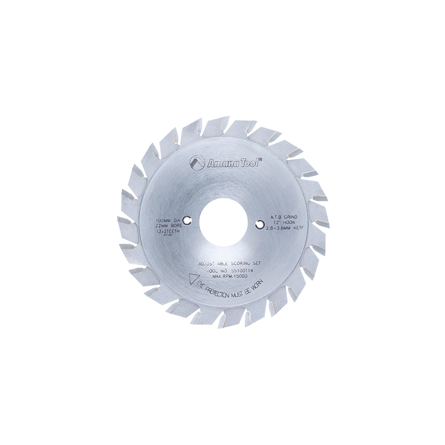 SS100T14 Carbide Tipped Adjustable Type Scoring 100mm Dia x 24T ATB, 12