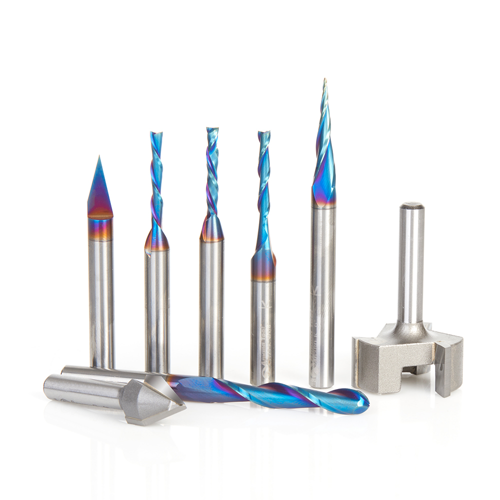 AMS224 8Pc Premium CNC Router Bit Set, 1/4 Inch Shank