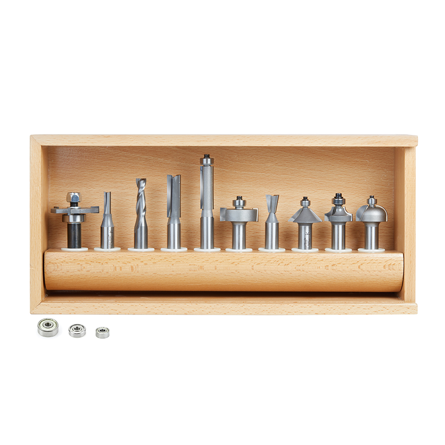 AMS-410 10-Piece Woodworkers Must Have Router Bit Set
