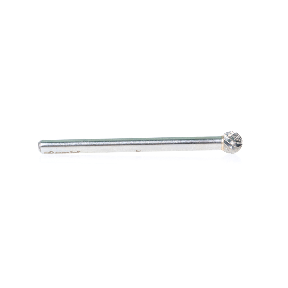 BURS-151 Solid Carbide Ball Shape 3/16 Dia x 5/32 x 1/8 Shank Double Cut SD Burr Bit for Die-Grinders