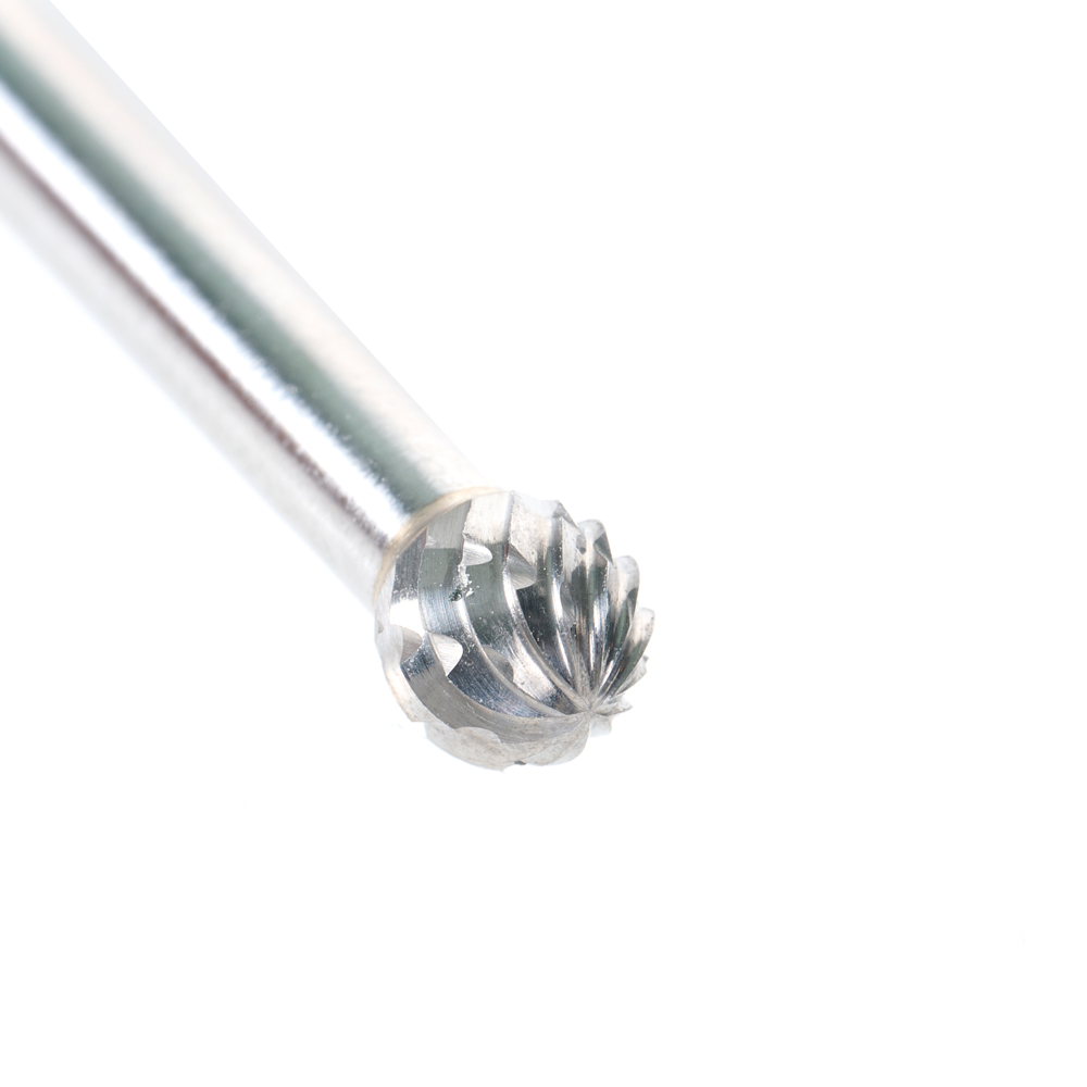BURS-151 Solid Carbide Ball Shape 3/16 Dia x 5/32 x 1/8 Shank Double Cut SD Burr Bit for Die-Grinders