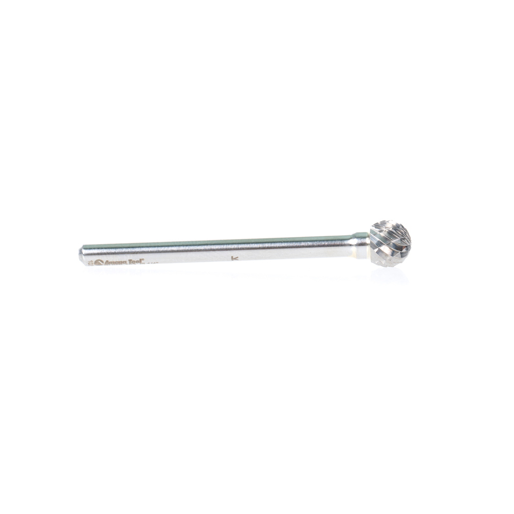 BURS-153 Solid Carbide Ball Shape 1/4 Dia x 7/32 x 1/8 Shank Double Cut SD Burr Bit for Die-Grinders