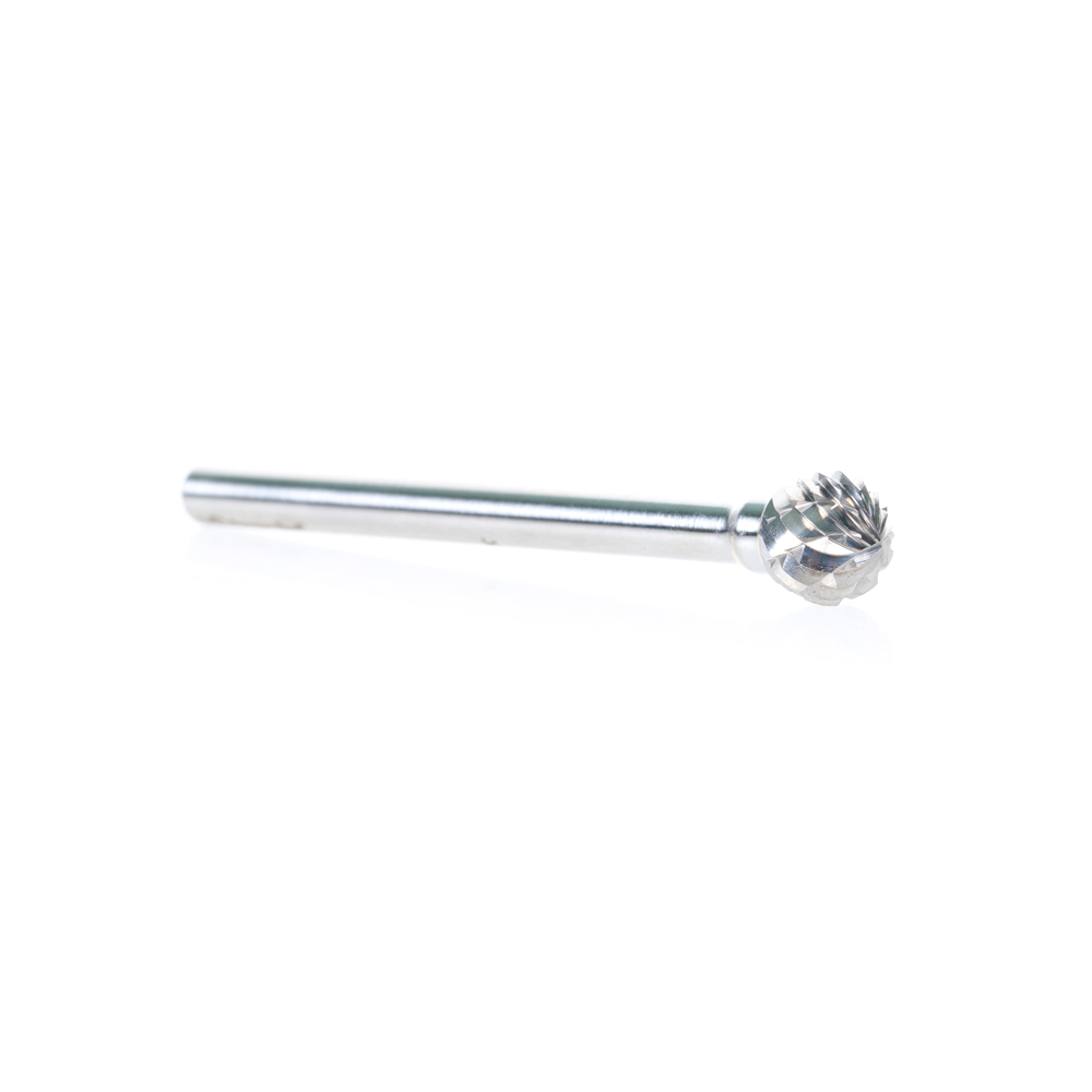 BURS-153 Solid Carbide Ball Shape 1/4 Dia x 7/32 x 1/8 Shank Double Cut SD Burr Bit for Die-Grinders