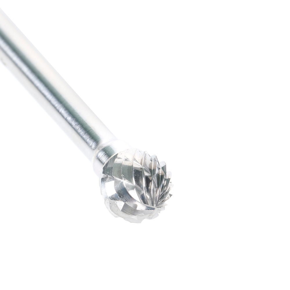 BURS-153 Solid Carbide Ball Shape 1/4 Dia x 7/32 x 1/8 Shank Double Cut SD Burr Bit for Die-Grinders