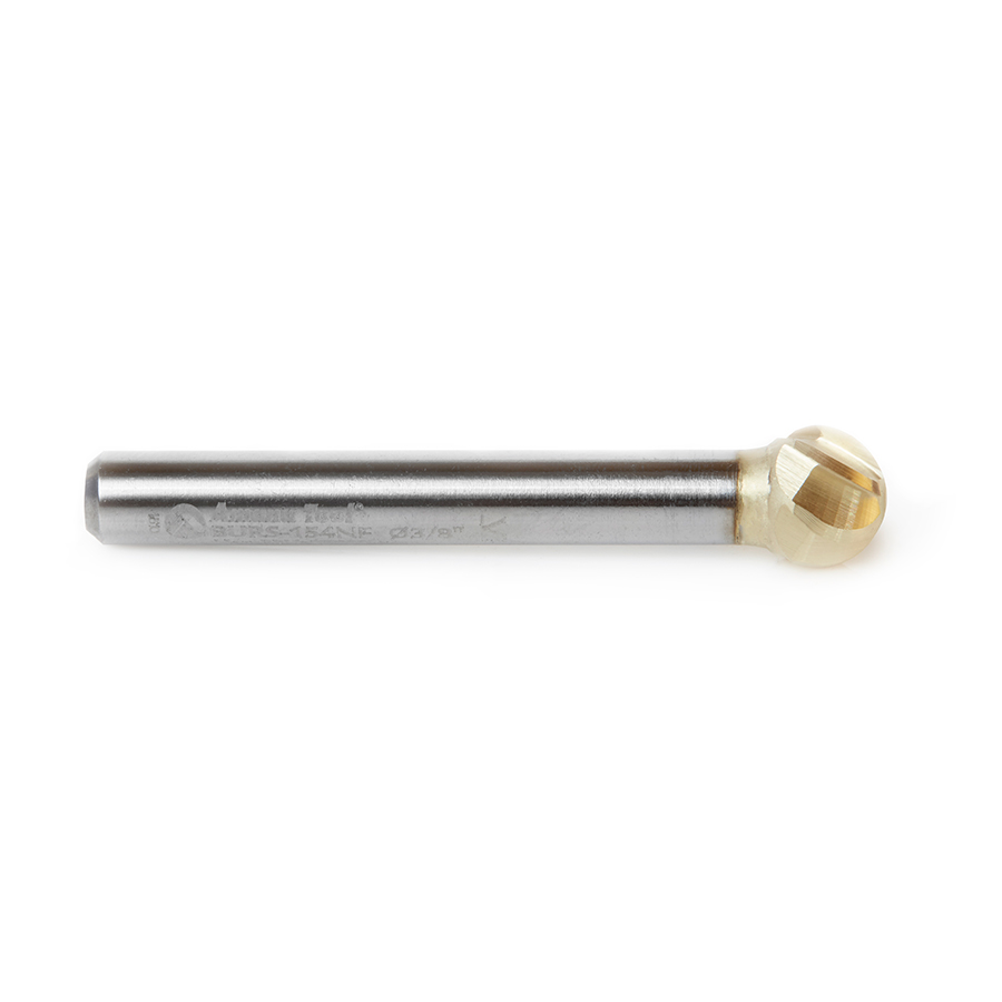 BURS-154NF Solid Carbide Ball Shape 3/8 Dia x 5/16 x 1/4 Shank Non-Ferrous ZrN Coated SD Burr Bit for Die-Grinders