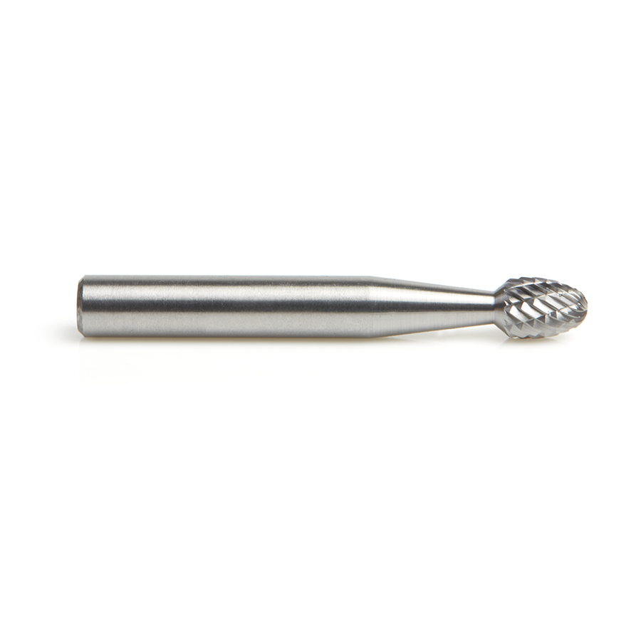 BURS-172 Solid Carbide Oval Shape 1/4 Dia x 3/8 x 1/4 Shank Double Cut SE Burr Bit for Die-Grinders