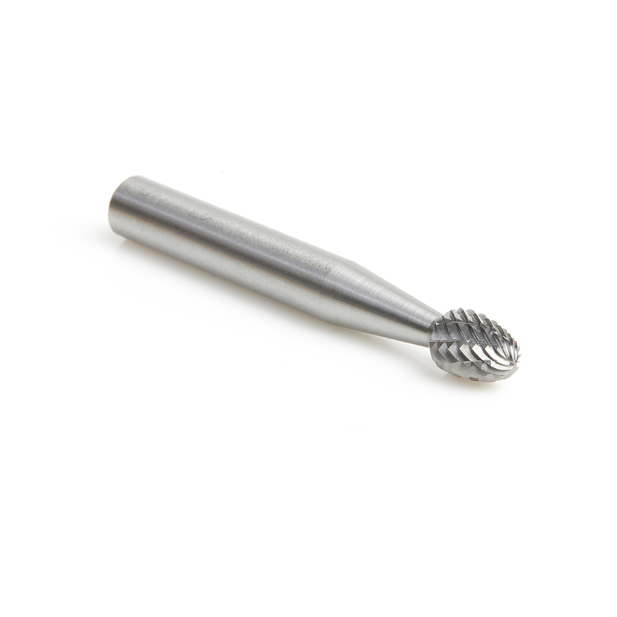 BURS-172 Solid Carbide Oval Shape 1/4 Dia x 3/8 x 1/4 Shank Double Cut SE Burr Bit for Die-Grinders
