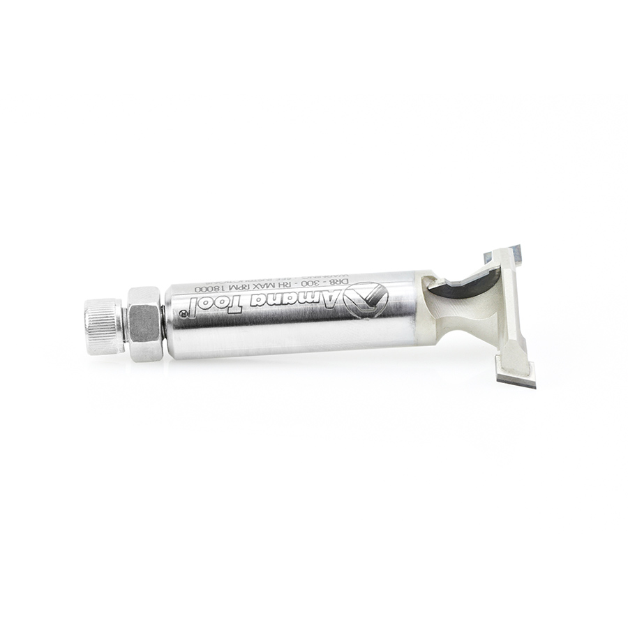 DRB-300-RH CNC Polycrystalline Diamond (PCD) Tipped T-Slot 1-3/8 Dia x 1/4 x 1/2 Inch Shank Router Bit 2+1 Cutters
