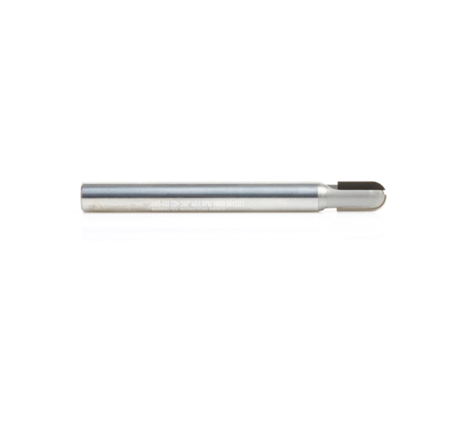 DRB-432 CNC Polycrystalline Diamond (PCD) Ball Nose 1/8 Radius x 1/4 Dia x 3/8 x 1/4 Shank x 2-1/2 Inch Long x 2 Flute Router Bit