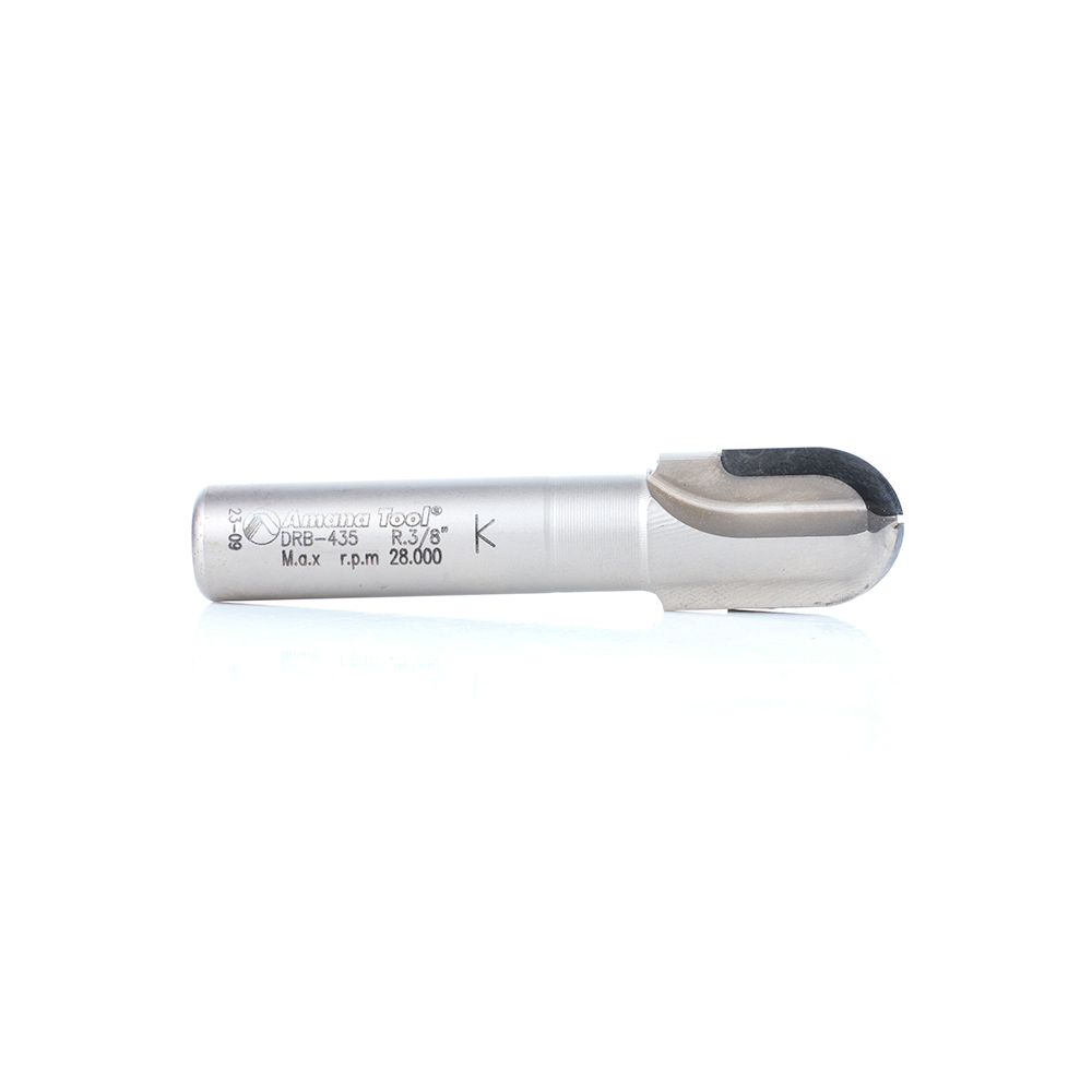 DRB-435 CNC Polycrystalline Diamond (PCD) Ball Nose 3/8 Radius x 3/4 Dia x 3/4 x 1/2 Shank x 3 Inch Long x 2 Flute Router Bit