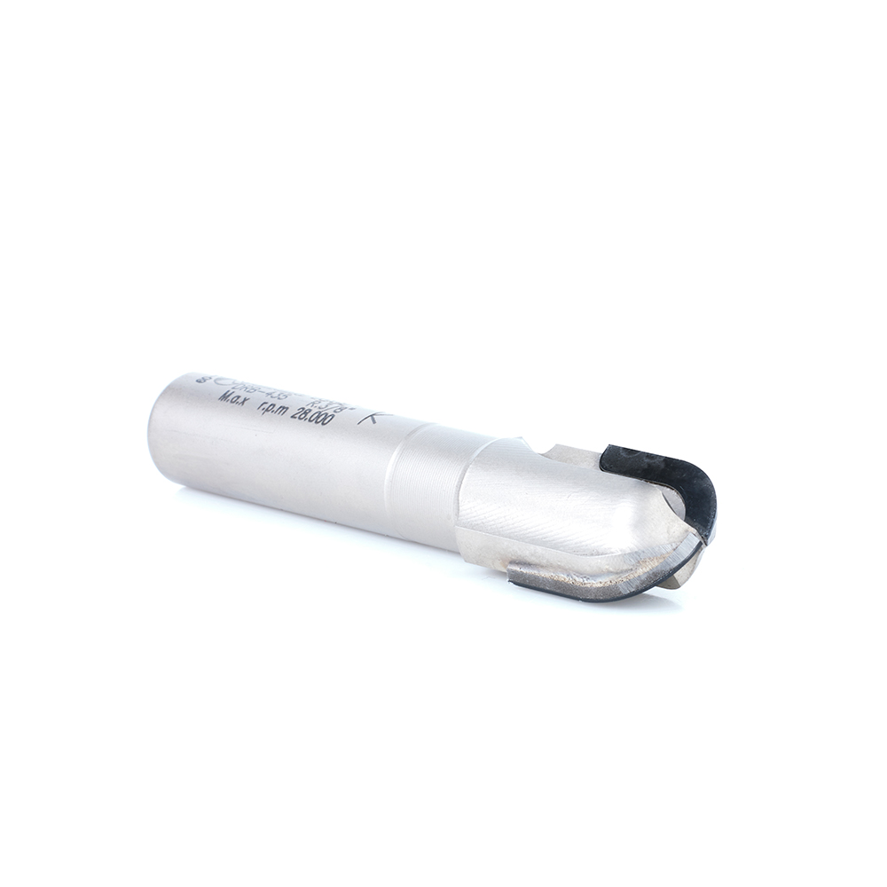 DRB-435 CNC Polycrystalline Diamond (PCD) Ball Nose 3/8 Radius x 3/4 Dia x 3/4 x 1/2 Shank x 3 Inch Long x 2 Flute Router Bit