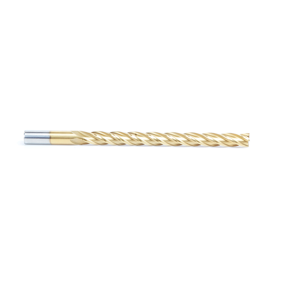 HSS1214 High Speed Steel (HSS) Foam Cutting End Mill Extended Reach 1/2 Dia x 6 x 8 Long x 1/2 Shank CNC 4-Flute Spiral Up-Cut Router Bit TiN Coated