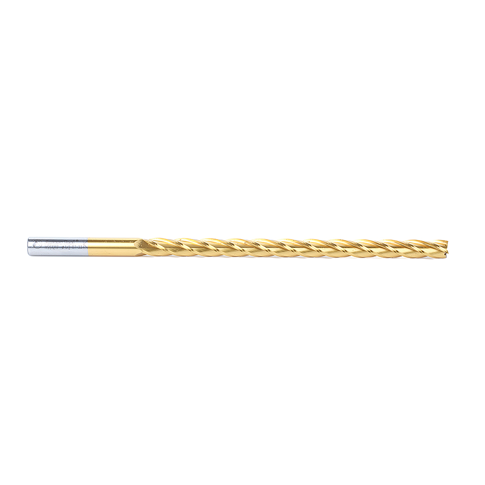 HSS1217 High Speed Steel (HSS) Foam Cutting End Mill Extended Reach 1/2 Dia x 8 x 11 Long x 1/2 Shank CNC 4-Flute Spiral Up-Cut Router Bit TiN Coated