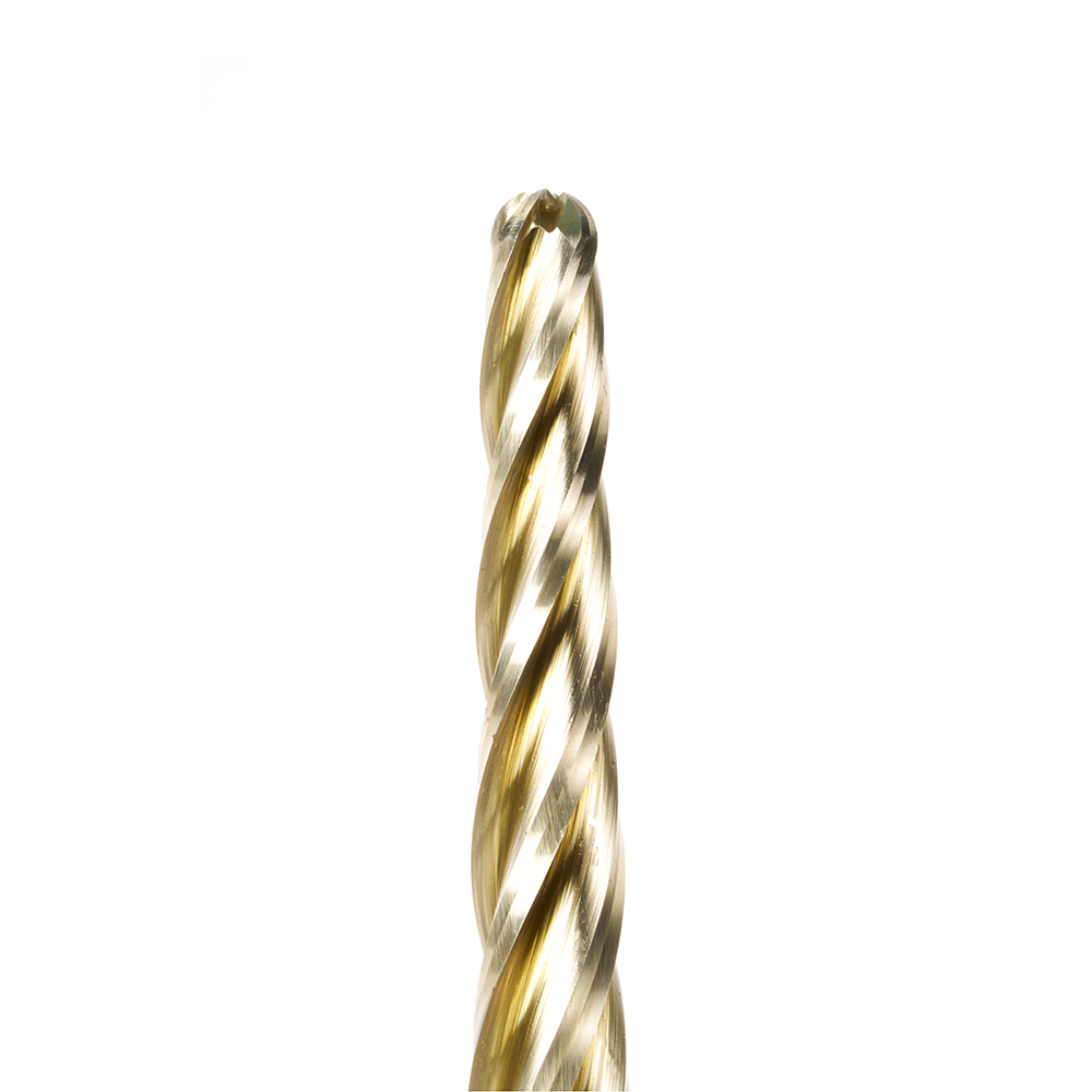 HSS1308 CNC 2D and 3D Carving 1.5 Deg Tapered Angle Ball Tip x 1/4 Dia x 1/8 Radius x 10 x 3/4 Shank x 12 Inch Long x 4 Flute High Speed Steel (HSS) Up-Cut Spiral ZrN Coated Router Bit