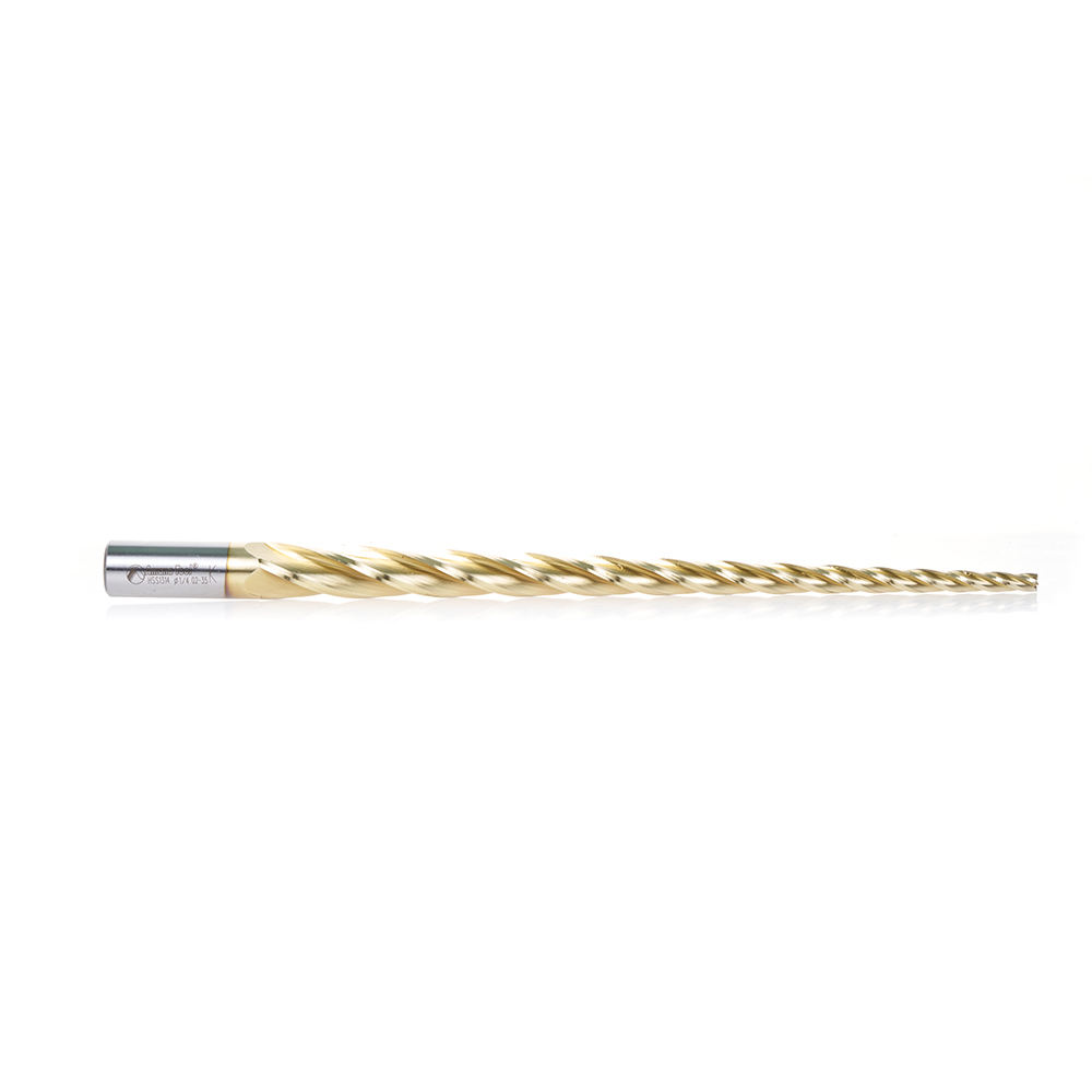 HSS1314 CNC 2D and 3D Carving Flat Bottom 1.5 Deg Angle x 1/4 Dia x 10 x 3/4 Shank x 12 Inch Long x 4 Flute High Speed Steel (HSS) ZrN Coated Router Bit