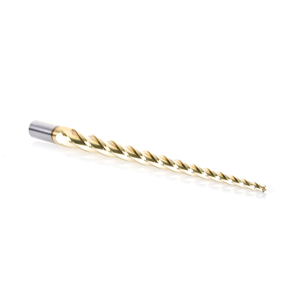 HSS1314 CNC 2D and 3D Carving Flat Bottom 1.5 Deg Angle x 1/4 Dia x 10 x 3/4 Shank x 12 Inch Long x 4 Flute High Speed Steel (HSS) ZrN Coated Router Bit