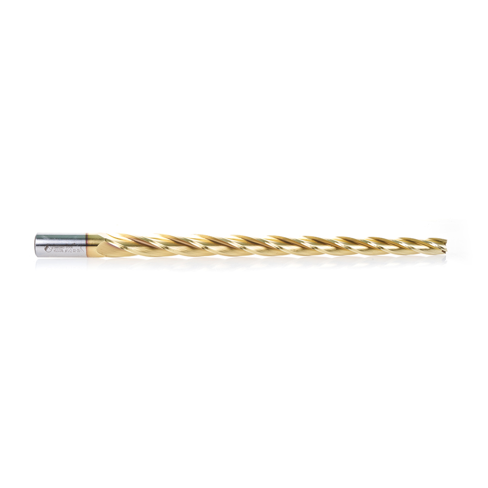 HSS1316 CNC 2D and 3D Carving Flat Bottom 0.7 Deg Angle x 1/2 Dia x 10 x 3/4 Shank x 12 Inch Long x 4 Flute High Speed Steel (HSS) ZrN Coated Router Bit
