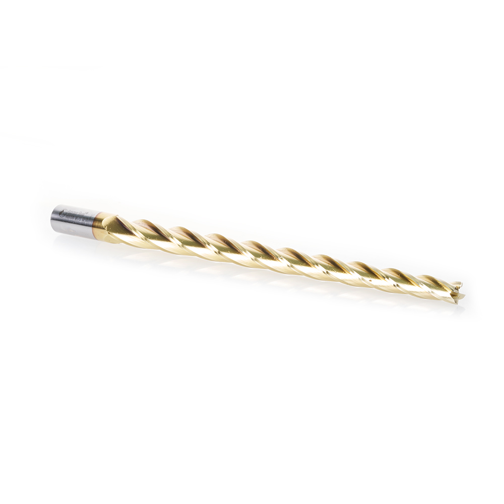 HSS1316 CNC 2D and 3D Carving Flat Bottom 0.7 Deg Angle x 1/2 Dia x 10 x 3/4 Shank x 12 Inch Long x 4 Flute High Speed Steel (HSS) ZrN Coated Router Bit