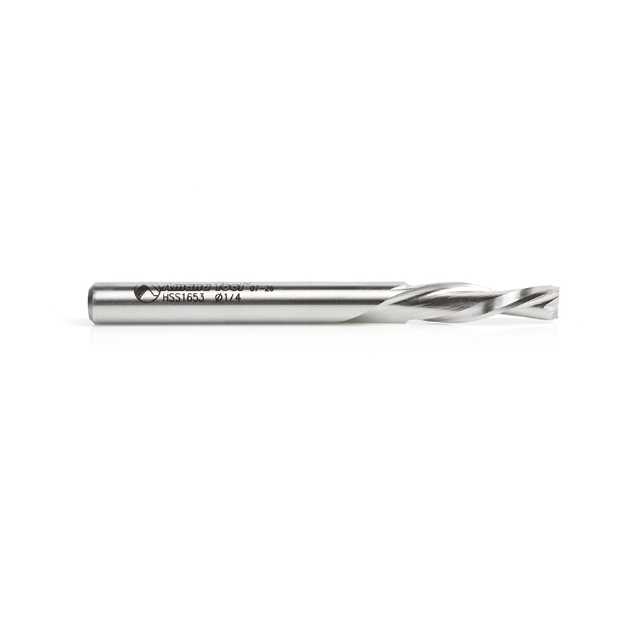 HSS1653 High Speed Steel (HSS) Double Flute Spiral Aluminum Cutting 1/4 Dia x 3/4 x 1/4 Inch Shank Down-Cut Router Bit