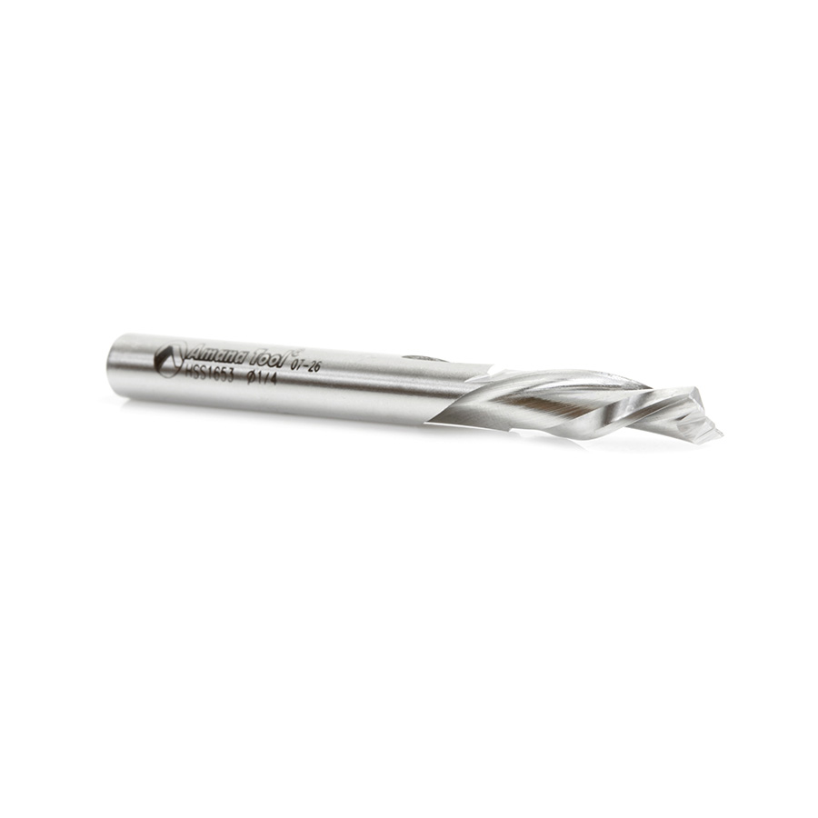 HSS1653 High Speed Steel (HSS) Double Flute Spiral Aluminum Cutting 1/4 Dia x 3/4 x 1/4 Inch Shank Down-Cut Router Bit