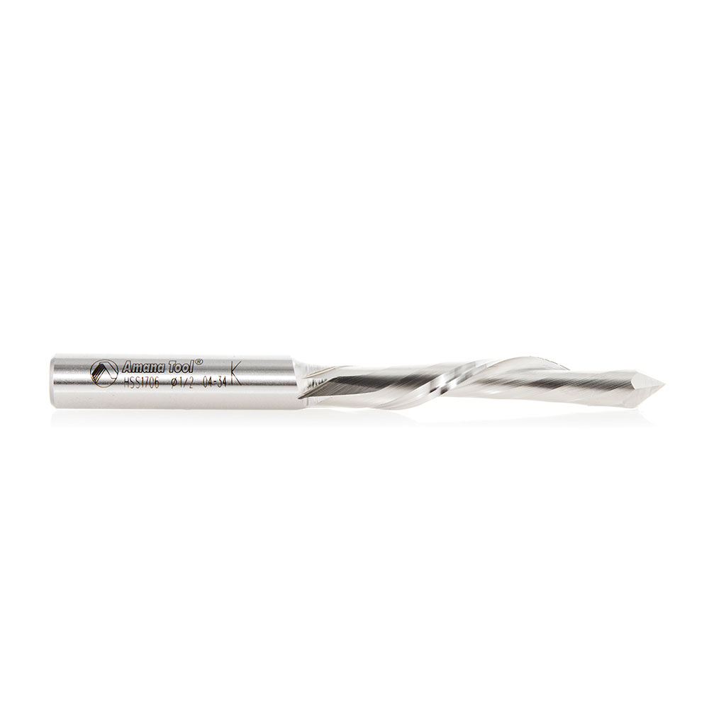 HSS1706 High Speed Steel (HSS) 32° Helix 1/2 Dia x 2-1/2 x 1/2 Shank Single Flute Down-Cut Steel Door Bit