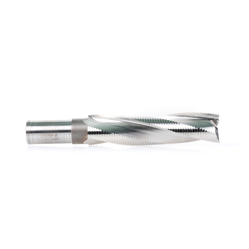 HSS1802 High Speed Steel (HSS) Spiral 3 Flute with Chipbreaker for Hundegger Machines 40mm Dia x 165mm x 30mm Shank Router Bit