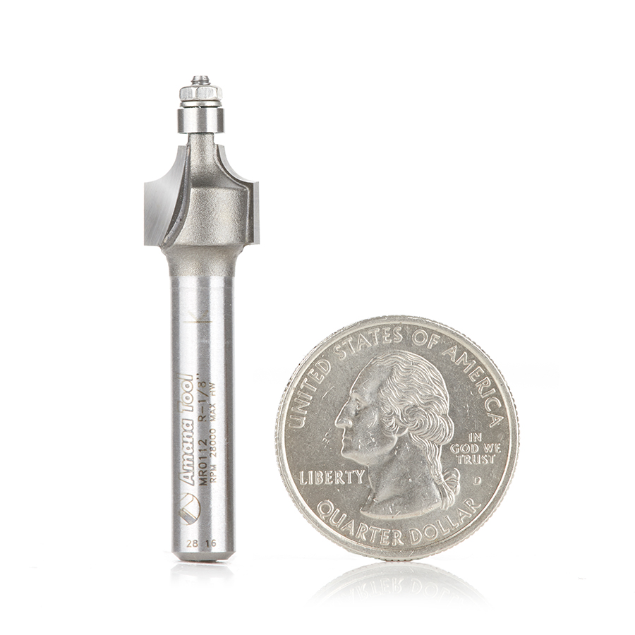 MR0112-5 5 Pack Carbide Tipped Miniature Corner Rounding 1/8 Radius x 7/16 Dia x 3/8 x 1/4 Inch Shank with Mini 3/16 Dia Lower Ball Bearing