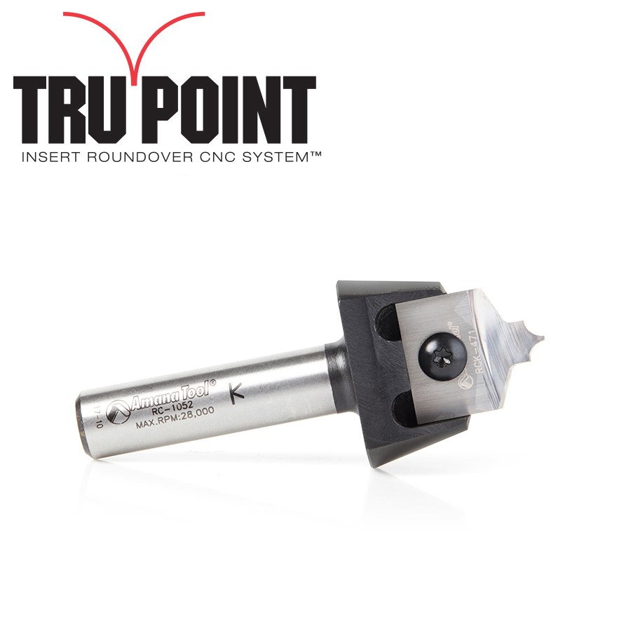 RC-1056 Tru Point Roundover Insert CNC System 1/8 Radius x 7/8 Dia x 1/4 x 1/2 Inch Shank Router Bit