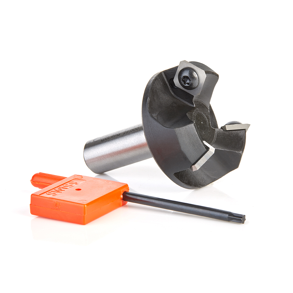 RC-2267 CNC Insert Carbide 3 Wing/Flute Heavy Duty Spoilboard Plunging, Surfacing, Planing, Flycutter & Slab Leveler 1-3/4 Dia x 3/4 x 1/2 Shank Router Bit