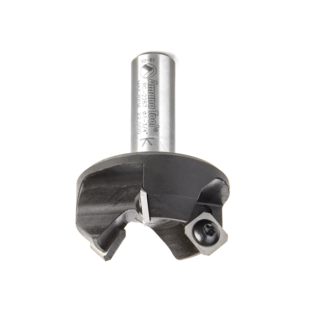 RC-2267 CNC Insert Carbide 3 Wing/Flute Heavy Duty Spoilboard Plunging, Surfacing, Planing, Flycutter & Slab Leveler 1-3/4 Dia x 3/4 x 1/2 Shank Router Bit
