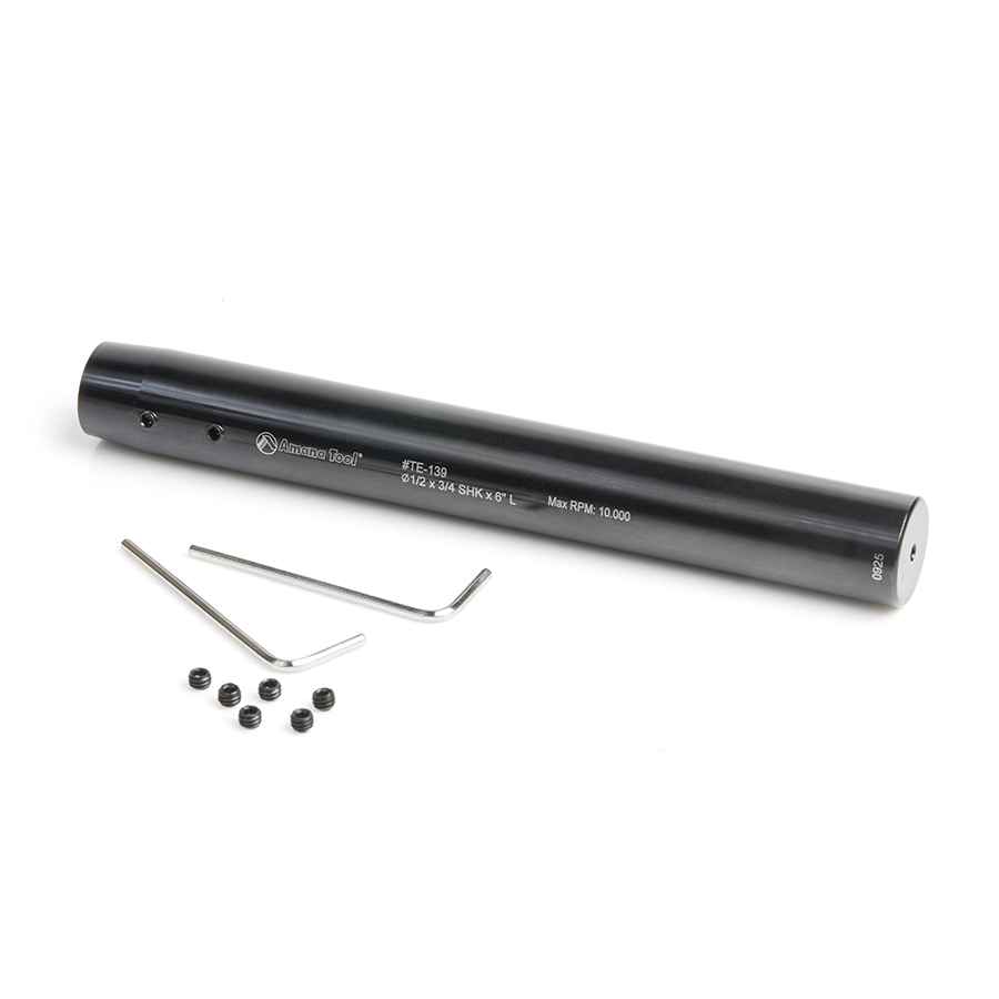 TE-139 CNC Narrow Reach Tool Holder Extension 3/4 Shank, 6 Inch Length, 1/2 Inch Inner Dia.
