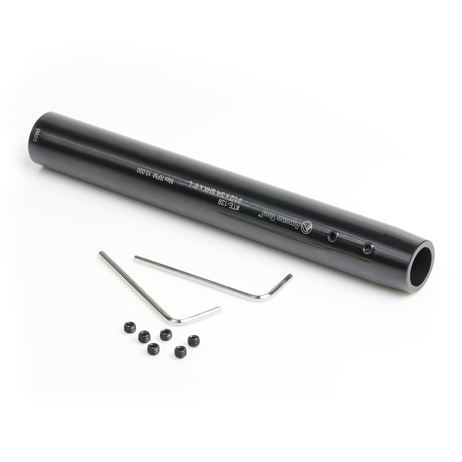 TE-139 CNC Narrow Reach Tool Holder Extension 3/4 Shank, 6 Inch Length, 1/2 Inch Inner Dia.